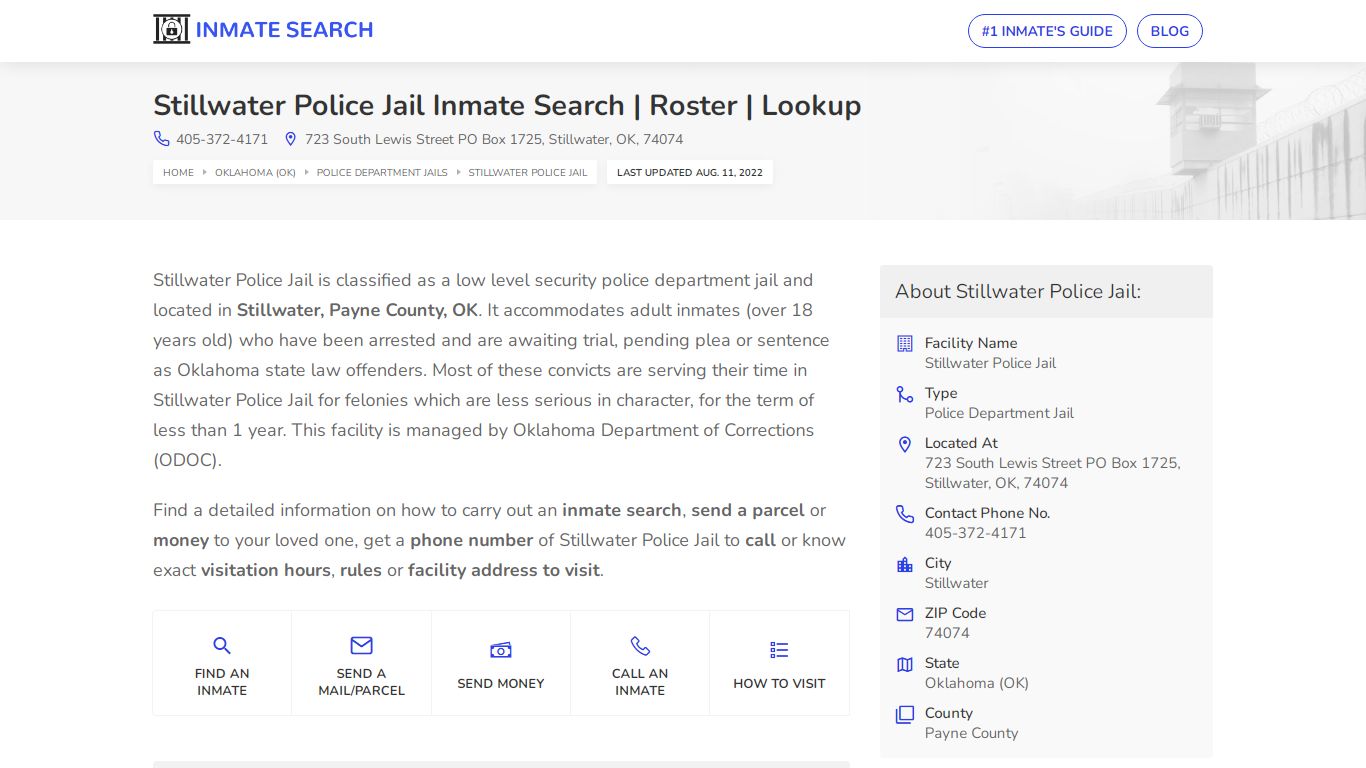 Stillwater Police Jail Inmate Search | Roster | Lookup